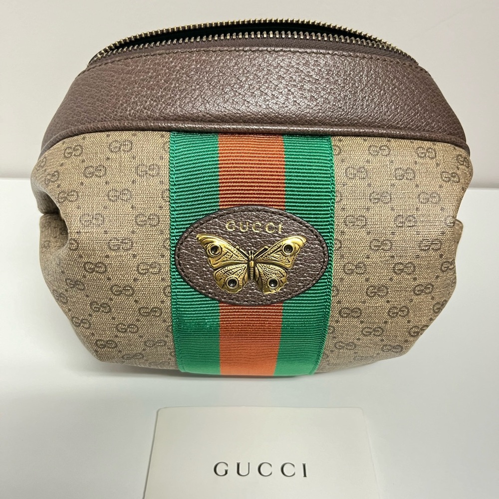Gucci GG Supreme Mini Web Butterfly Crossbody Bag.